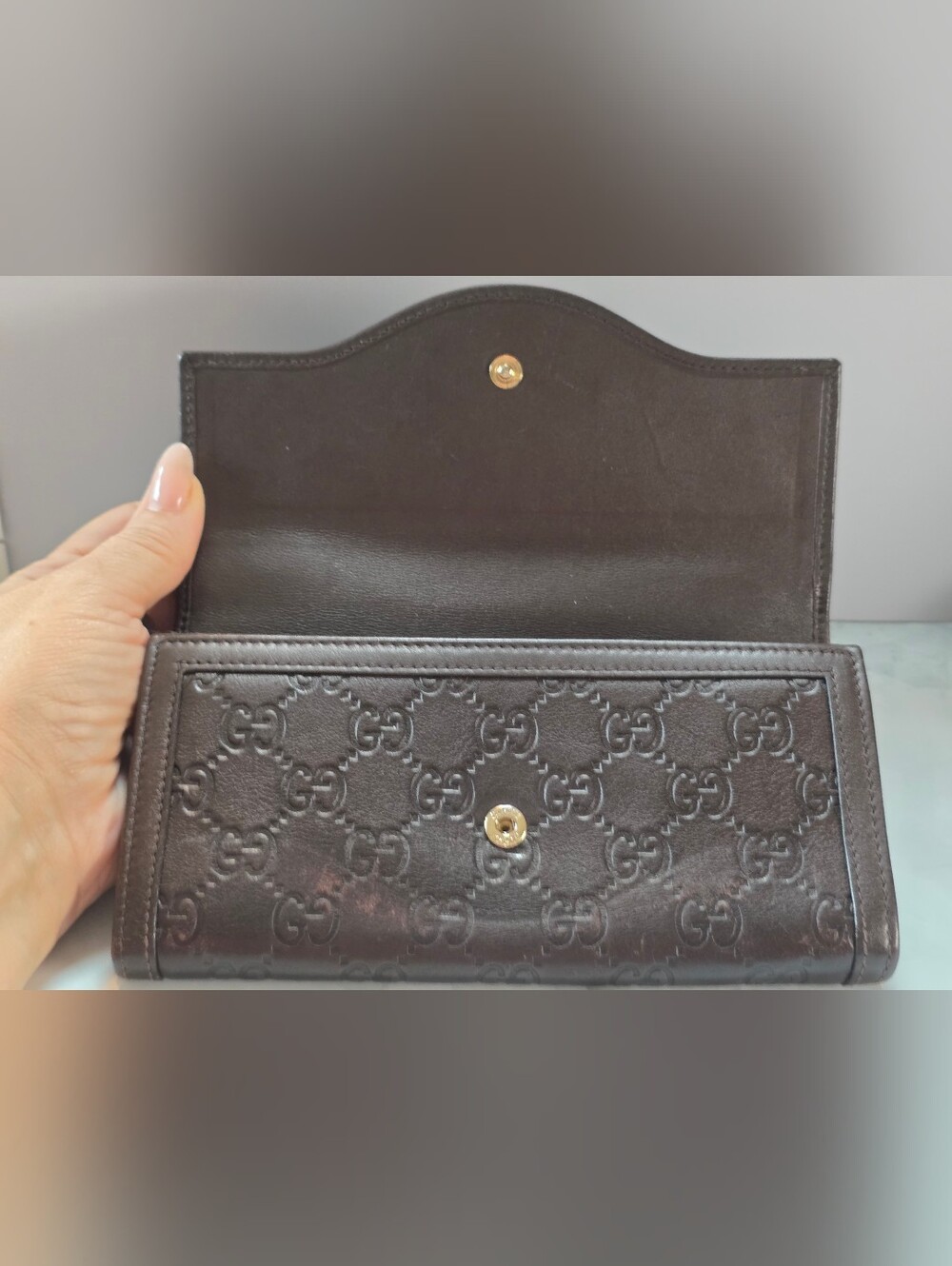 Gucci Guccissima Interlocking GG Continental Wallet Brown - Picture 6 of 9